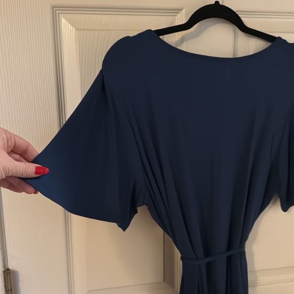 Light Navy Blue Tie Waist Dress - Picture 6 of 6